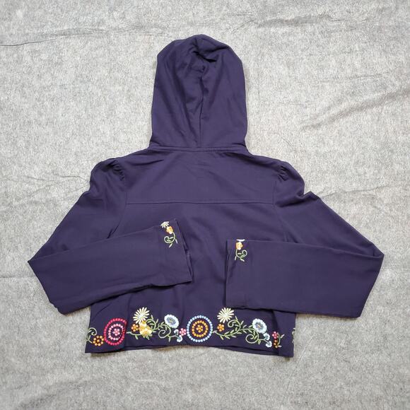 Anthropologie Top Womens Extra Small Embroidered Floral Hooded Long Bell Sleeves - Picture 4 of 8